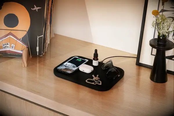 Dual device charging tray anniversary gift for husband