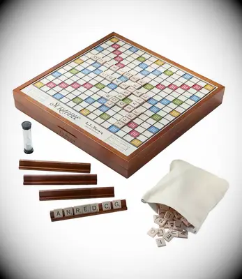 Customized wooden Scrabble set anniversary gift for husband