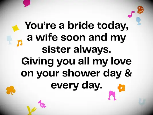 Bridal shower wishes for sister example graphic