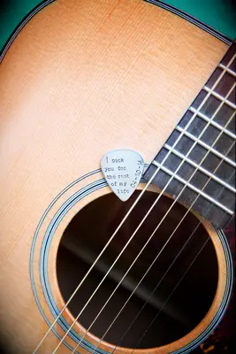 Engraved keepsake guitar pick gift for groom