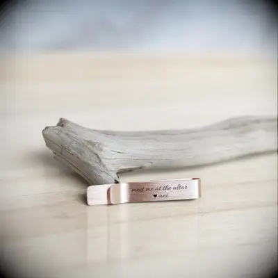 Custom engraved tie bar gift idea for husband. 