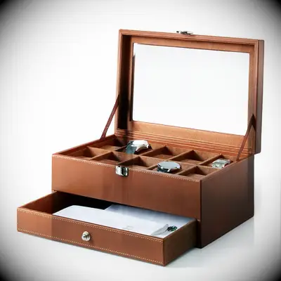 Monogrammed watch box gift for groom