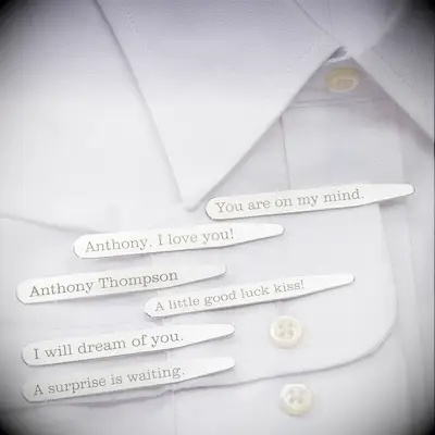 Personalized collar stay gift idea for husband by Personalization Mall. 