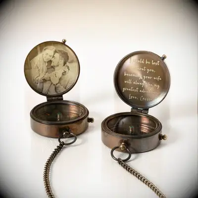 Personalized engraved compass