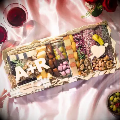 Cheese and charcuterie board gift for groom