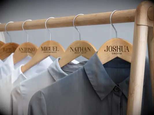 Custom wooden hanger gift for groom