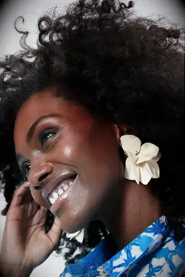 Silk and leather orchid earring anniversary gift