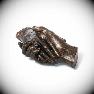 Bronze interlocking hands sculpture
