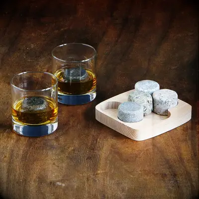 Whiskey stone and glass set