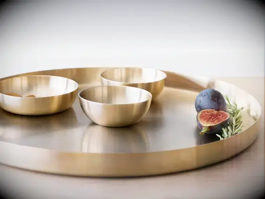 Round bronze serving tray traditional 19-year wedding anniversary gift