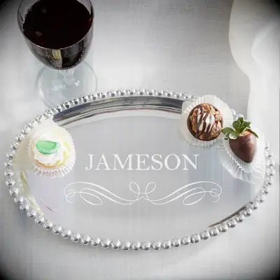 Monogrammed aluminum tray 10 year anniversary gift