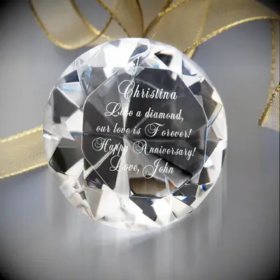Engraved diamond keepsake for 10th anniversary
