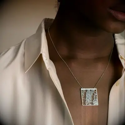 Large custom map necklace 10 year anniversary gift