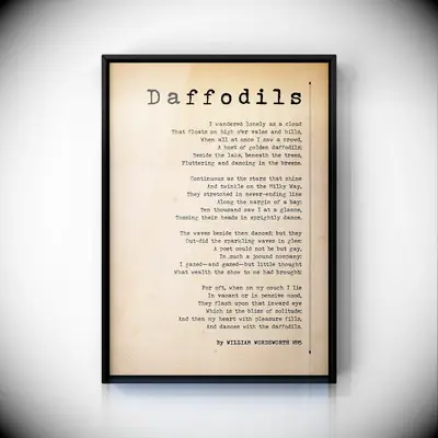 Daffodil inspired framed poem 10 year anniversary gift