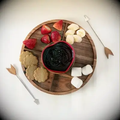Wooden fondue set for 10 year anniversary gift