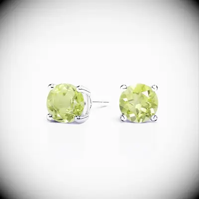 Solitaire peridot stud earrings bridesmaid gift to bride