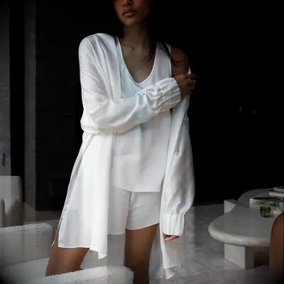 Washable silk robe bridesmaid gift to bride