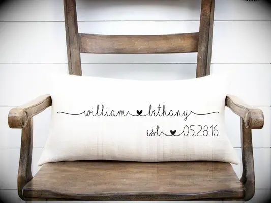 Personalized pillow bridesmaid gift to bride