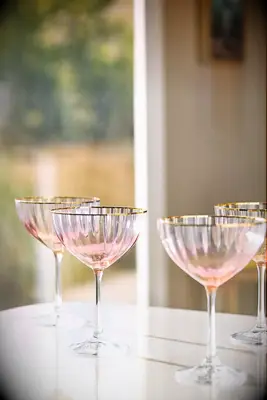 Elegant coupe glasses bridesmaid gift to bride