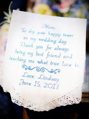 Personalized wedding handkerchief for sweet mother-of-the-bride gift 