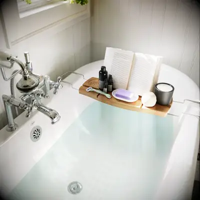 Bamboo bath caddy inexpensive bridal shower gift