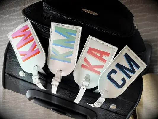 Leather luggage tag inexpensive bridal shower gift