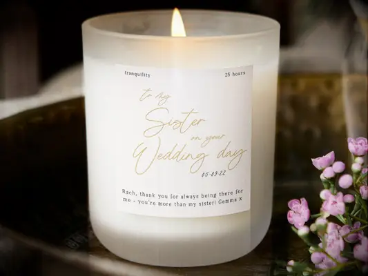 To My Sister On Your Wedding Day custom candle wedding gift for sister