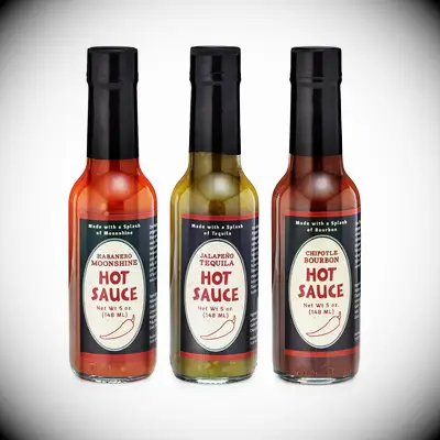 Liquor-infused hot sauce stocking stuffer for husband