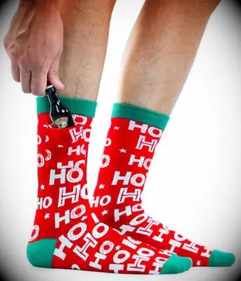 Christmas themed socks with secret pocket