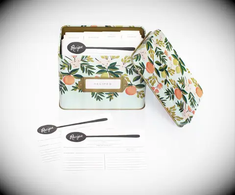 Citrus floral recipe tin for DIY anniversary gift