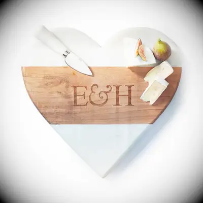 Customized cheese board with the couple