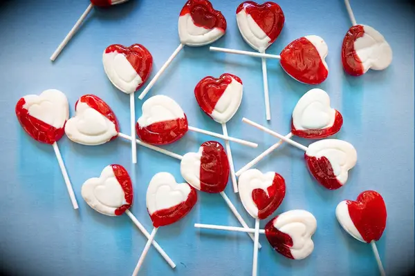 Heart-shaped lollipops