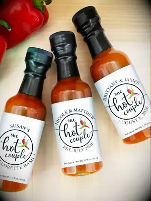 Mini hot sauce wedding favors 