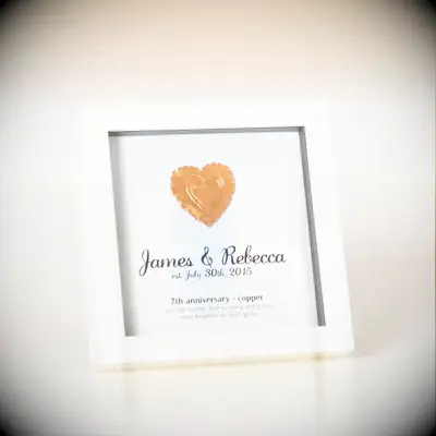 Framed copper heart keepsake from Uncommon Goods