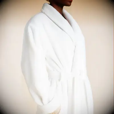 White cotton bathrobe from Brooklinen