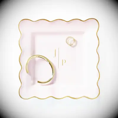 Scalloped monogram trinket dish for mother