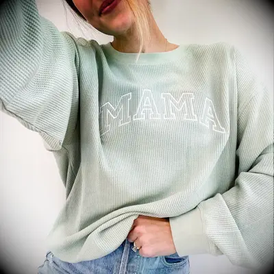 Waffle knit crewneck