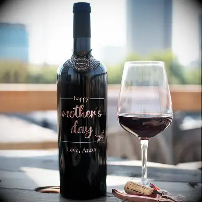 Custom etched wine bottle