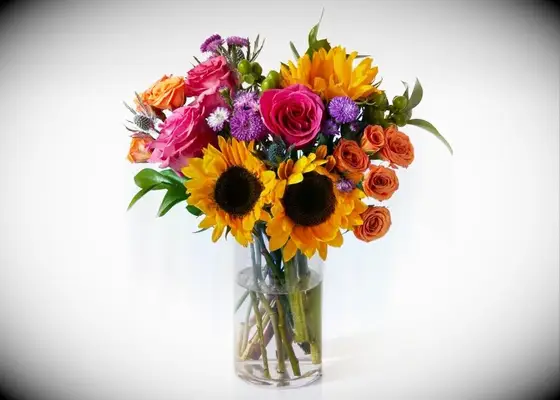 Sunflower and roses bouquet as thank you gift for friend