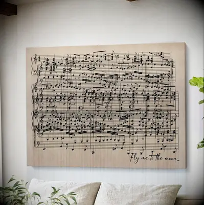 Canvas art of sheet music from Etsy