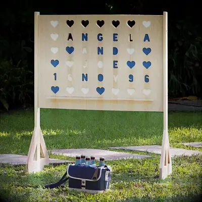 Personalized four-across lawn game from Uncommon Goods