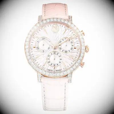 Pink and gold diamond watch