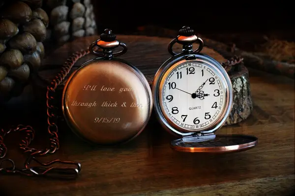 Engraved vintage pocket watch