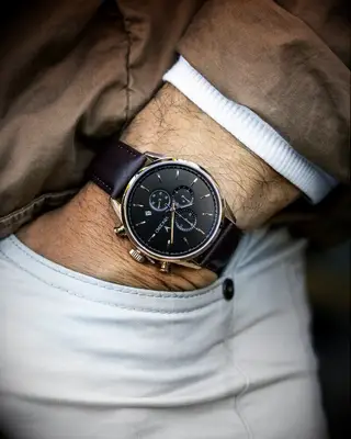 Stylish brown leather watch