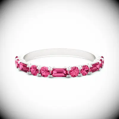 Silver and ruby gem ring