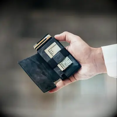 Leather smart watch for cards and cash