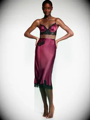 Bralette and skirt set with black lace