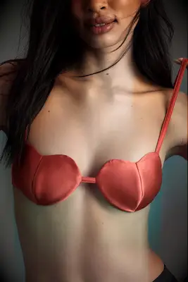 Red heart-shaped bra