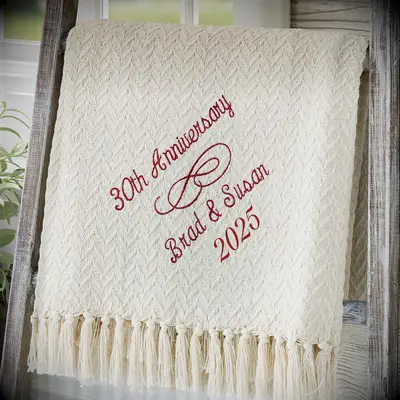 Embroidered throw blanket