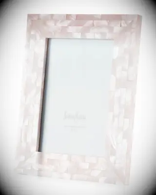 Pink pearl shell picture frame gift for 30th anniversary. 